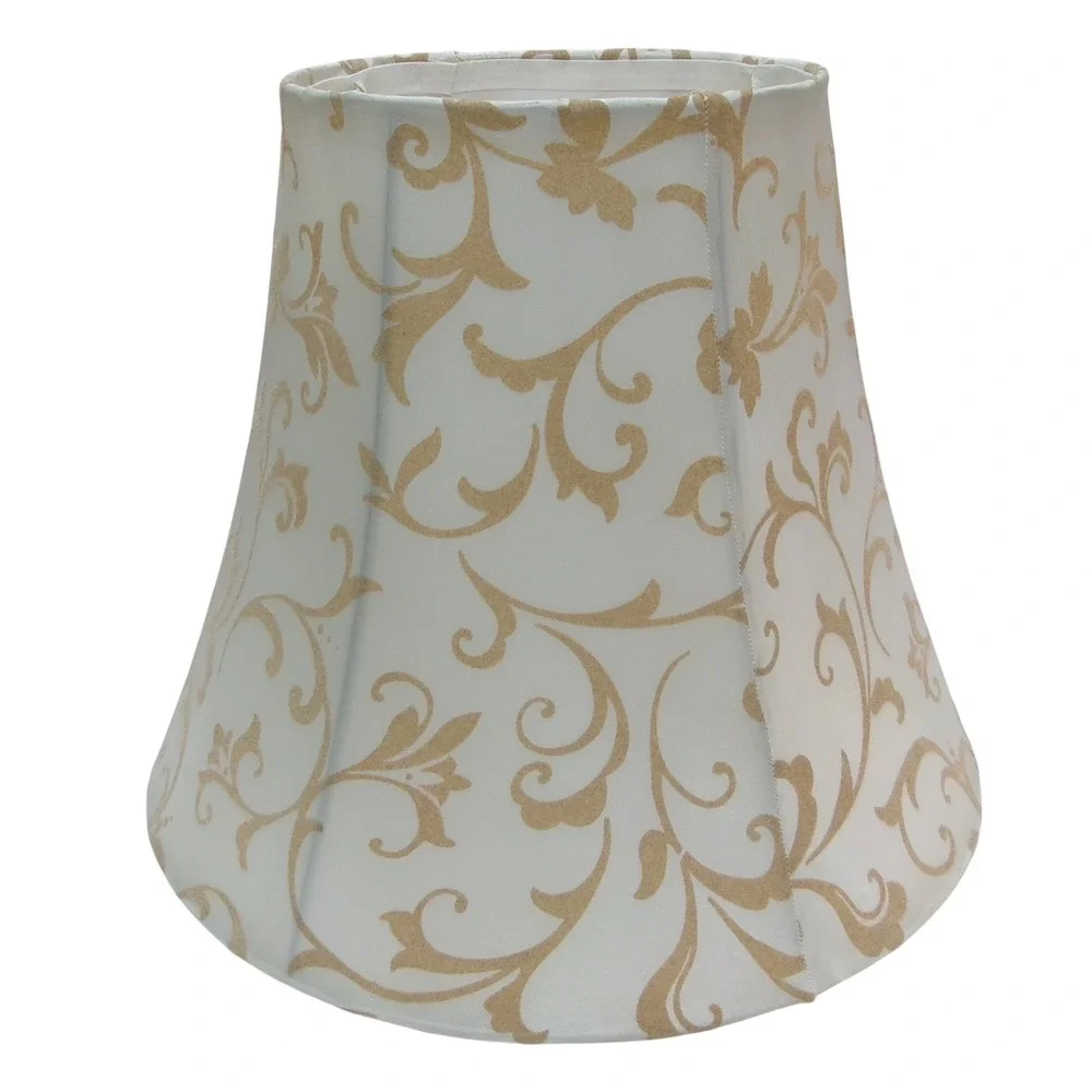 Cream and Gold Flocked Damask Scroll Bell Lamp Shade Spider Fitter Traditional